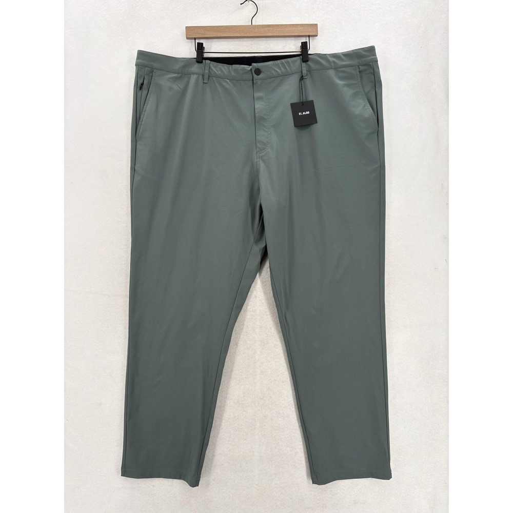 01.ALGO Performance Pants Mens 44x32 Green Golf Khakis UPF 40 Tech Zip Pocket